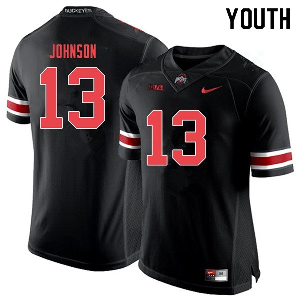 Ohio State Buckeyes #13 Tyreke Johnson Youth Stitch Jersey Black Out